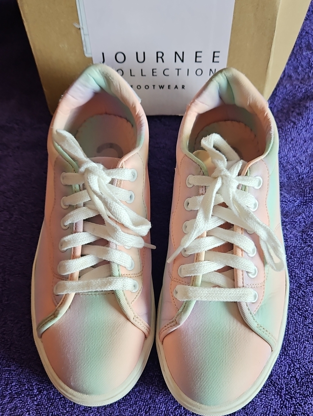 Journee Collection Jennings Shoe, Comfort Foam, Size 7 Pink/Green/Peach/Lilac